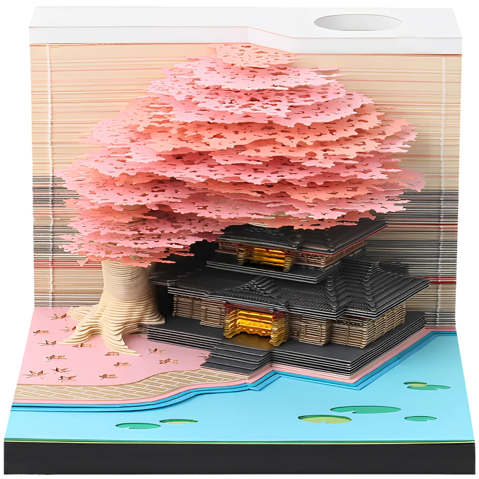 Artistic Block 3D Notepad Sakura Treehouse 3D Calendar 2024 3D Memo Pad Block Notes Offices Paper Notes Christmas Birthday Gift
