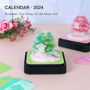 8.5X9.8X9.8Cm Paper Carving 2024 Calendar Decor Interesting Shaped 3D Calendar Notepad for Birthday and Christmas Gift